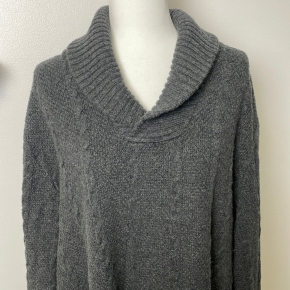 Vintage Mens Sears Cable Knit Sweater Blue Grey  Wool Blend - Picture 8 of 9